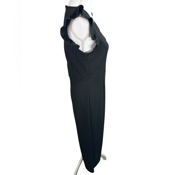 Caution To The Wind Textured Black Ruffle Sleeve Jumpsuit Size Medium Back Zip - Picture 4 of 10